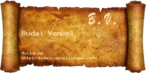 Budai Vencel névjegykártya